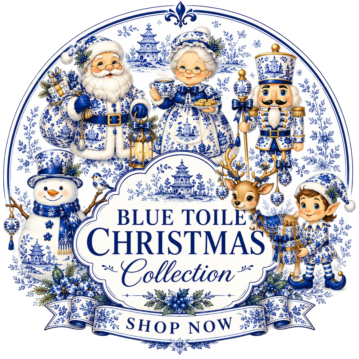 Blue Toile Christmas Collection