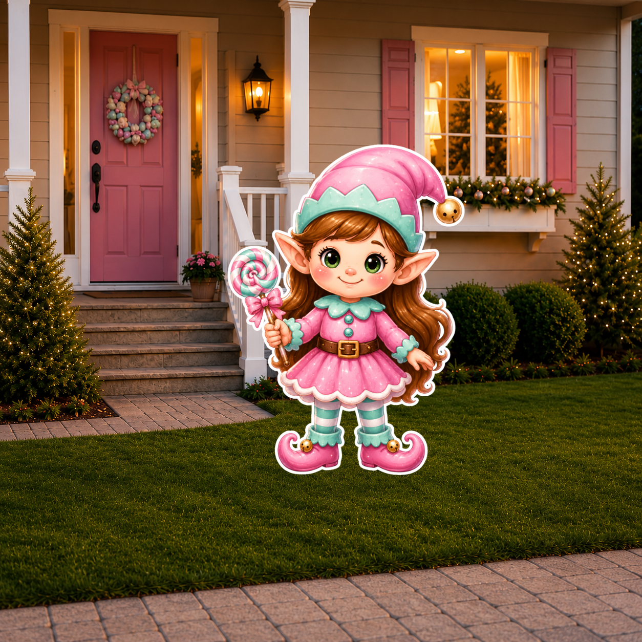Pastel Candyland Girl Elf Cutout