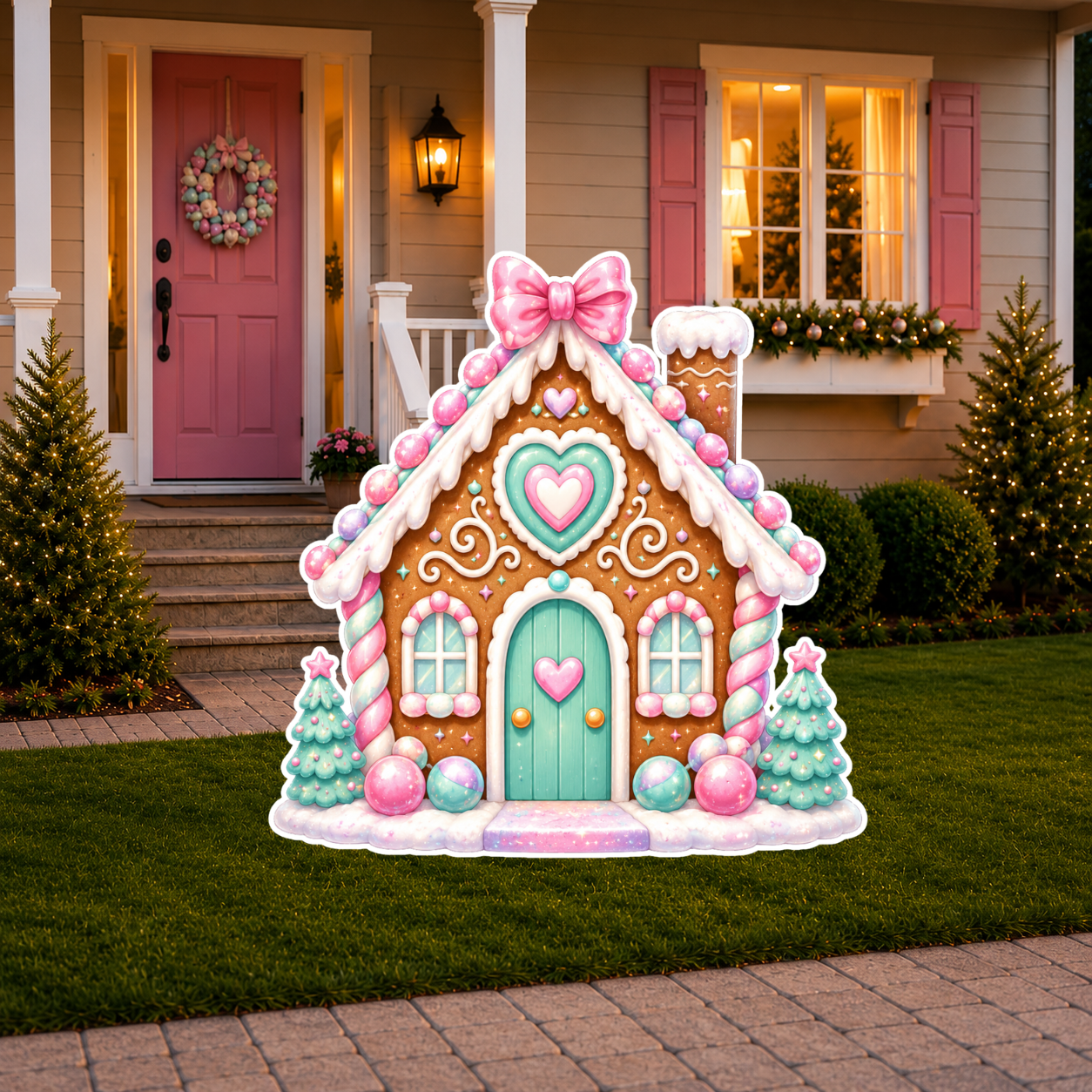 Pastel Candyland Mint Gingerbread House Cutout