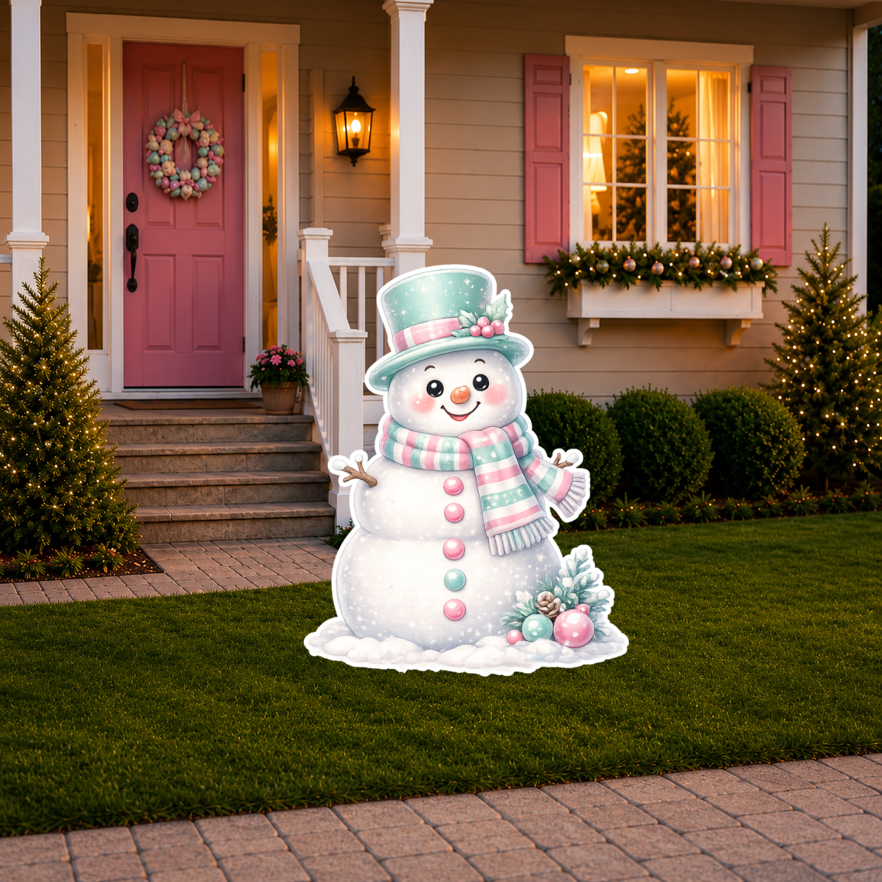 Pastel Candyland Snowman Cutout