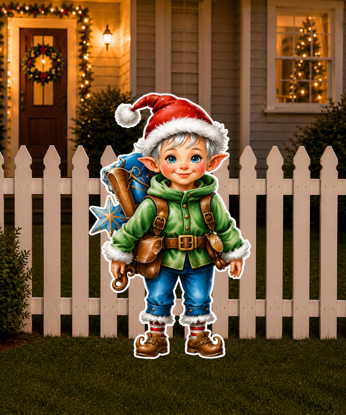 Traditional Christmas Tinsel Elf Cutout